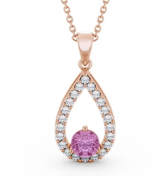 Drop Style Pink Sapphire and Diamond 1.49ct Pendant 9K Rose Gold PNT44GEM_RG_PS_THUMB1