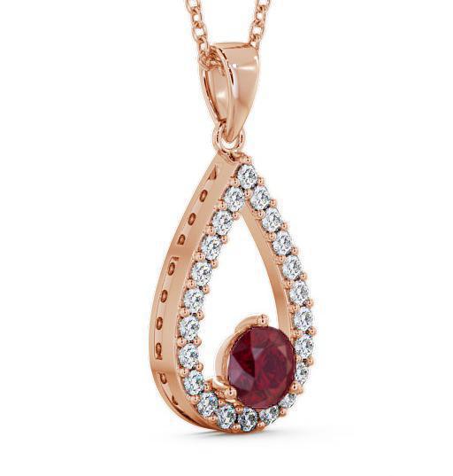 Drop Style Ruby and Diamond 1.49ct Pendant 18K Rose Gold PNT44GEM_RG_RU_THUMB1 