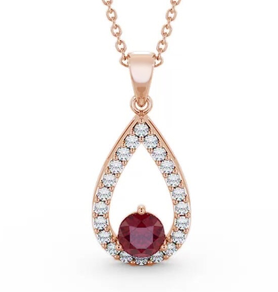 Drop Style Ruby and Diamond 1.49ct Pendant 18K Rose Gold PNT44GEM_RG_RU_THUMB2 
