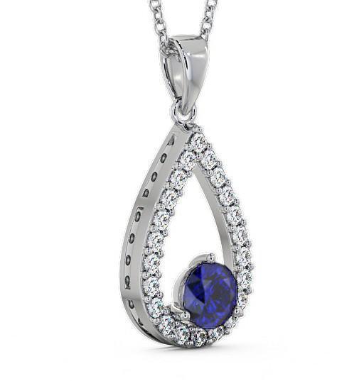 Drop Style Blue Sapphire and Diamond 1.49ct Pendant 9K White Gold PNT44GEM_WG_BS_THUMB1 