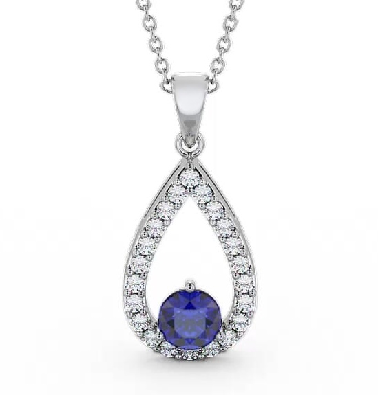 Drop Style Blue Sapphire and Diamond 1.49ct Pendant 9K White Gold PNT44GEM_WG_BS_THUMB2 