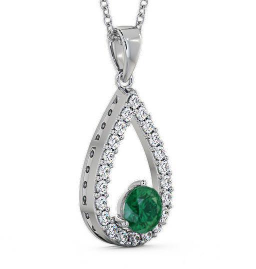 Drop Style Emerald and Diamond 1.24ct Pendant 18K White Gold PNT44GEM_WG_EM_THUMB1 