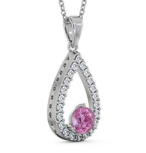 Drop Style Pink Sapphire and Diamond 1.49ct Pendant 18K White Gold PNT44GEM_WG_PS_THUMB1 