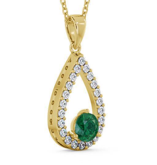Drop Style Emerald and Diamond 1.24ct Pendant 18K Yellow Gold PNT44GEM_YG_EM_THUMB1 