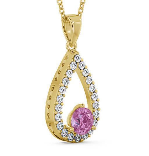 Drop Style Pink Sapphire and Diamond 1.49ct Pendant 9K Yellow Gold PNT44GEM_YG_PS_THUMB1 