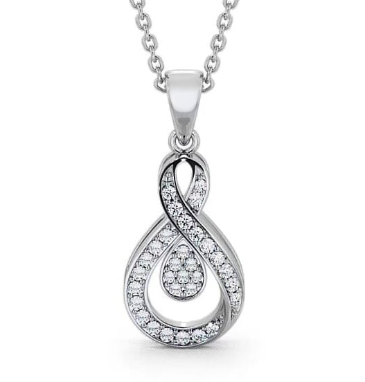 Drop Round Diamond 0.30ct Infinity Design Pendant 18K White Gold PNT45_WG_THUMB2 