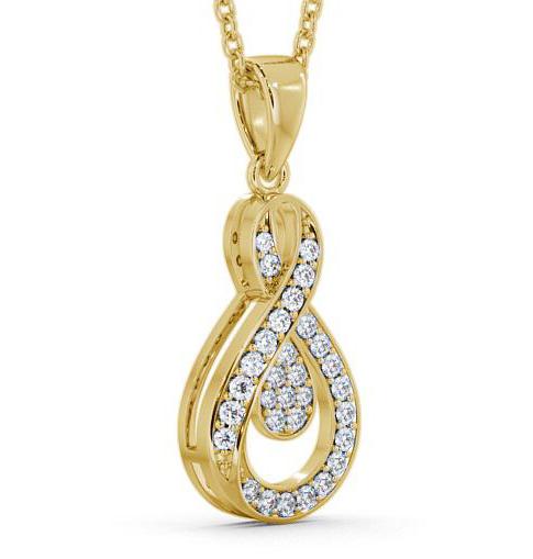 Drop Round Diamond 0.30ct Infinity Design Pendant 18K Yellow Gold PNT45_YG_THUMB1 
