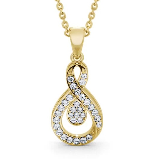 Drop Round Diamond 0.30ct Infinity Design Pendant 18K Yellow Gold PNT45_YG_THUMB2 
