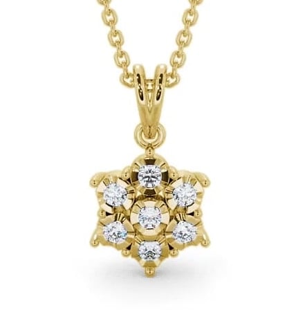 Cluster Round Diamond Pendant 9K Yellow Gold PNT46_YG_THUMB1