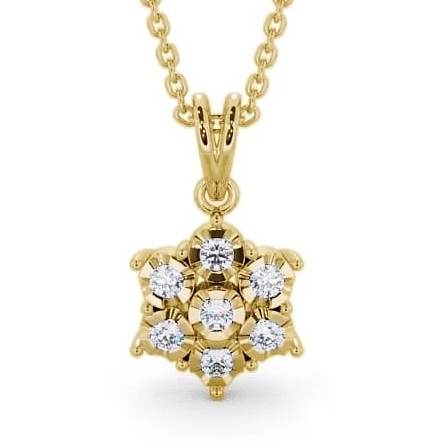 Cluster Round Diamond Pendant 18K Yellow Gold PNT46_YG_THUMB2 