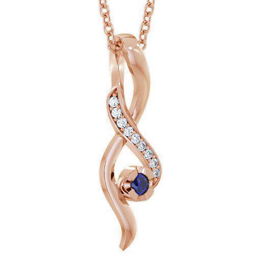 Drop Style Blue Sapphire and Diamond 0.14ct Pendant 18K Rose Gold PNT47GEM_RG_BS_THUMB1 