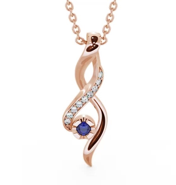 Drop Style Blue Sapphire and Diamond 0.14ct Pendant 9K Rose Gold PNT47GEM_RG_BS_THUMB1