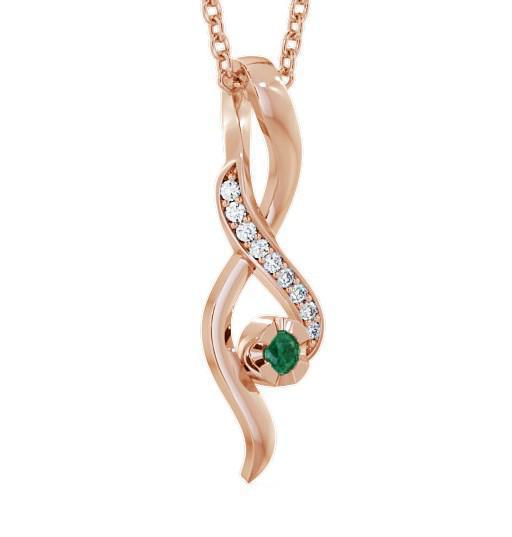Drop Style Emerald and Diamond 0.12ct Pendant 9K Rose Gold PNT47GEM_RG_EM_THUMB1 