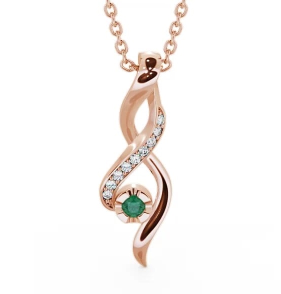 Drop Style Emerald and Diamond 0.12ct Pendant 18K Rose Gold PNT47GEM_RG_EM_THUMB1