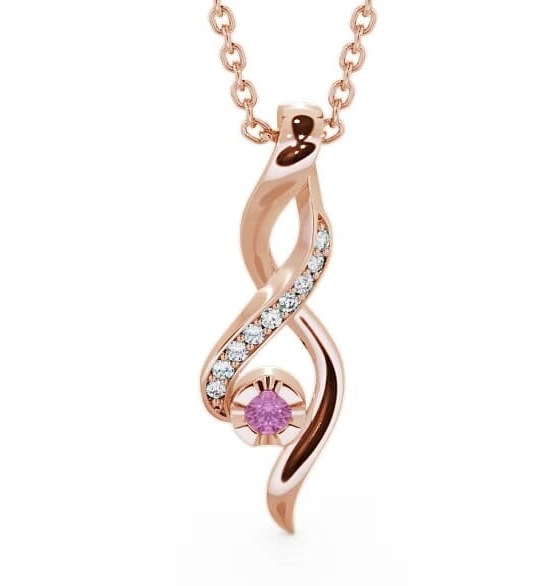 Drop Style Pink Sapphire and Diamond 0.14ct Pendant 18K Rose Gold PNT47GEM_RG_PS_THUMB1