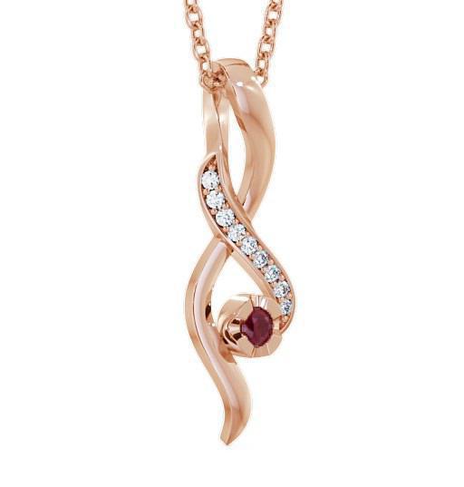 Drop Style Ruby and Diamond 0.14ct Pendant 18K Rose Gold PNT47GEM_RG_RU_THUMB1 