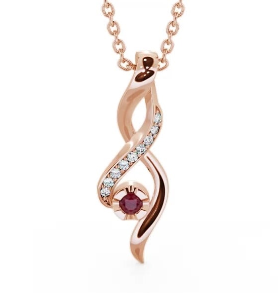 Drop Style Ruby and Diamond 0.14ct Pendant 18K Rose Gold PNT47GEM_RG_RU_THUMB2 