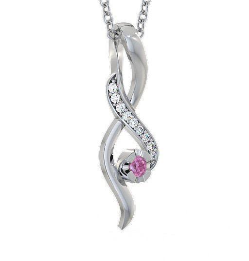 Drop Style Pink Sapphire and Diamond 0.14ct Pendant 9K White Gold PNT47GEM_WG_PS_THUMB1 
