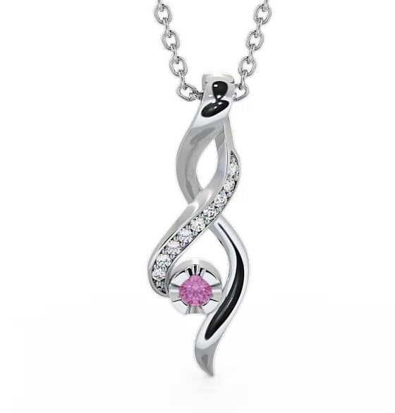 Drop Style Pink Sapphire and Diamond 0.14ct Pendant 9K White Gold PNT47GEM_WG_PS_THUMB1