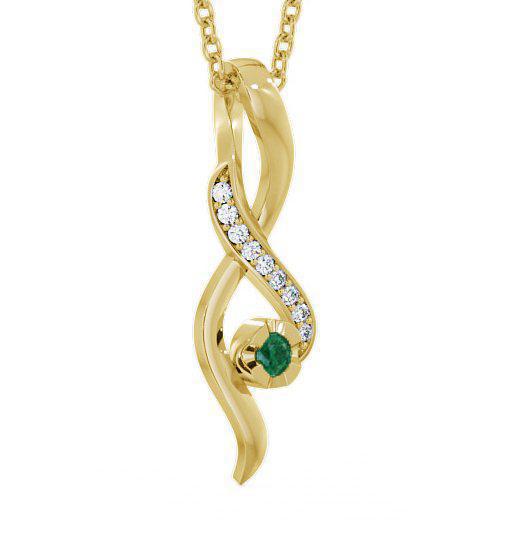 Drop Style Emerald and Diamond 0.12ct Pendant 9K Yellow Gold PNT47GEM_YG_EM_THUMB1 