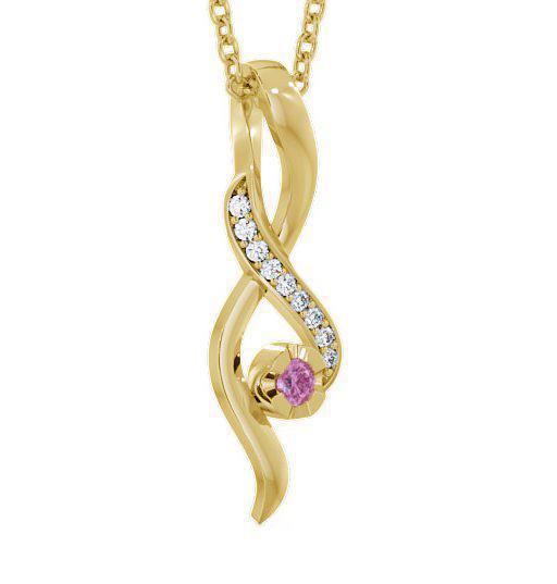 Drop Style Pink Sapphire and Diamond 0.14ct Pendant 9K Yellow Gold PNT47GEM_YG_PS_THUMB1 