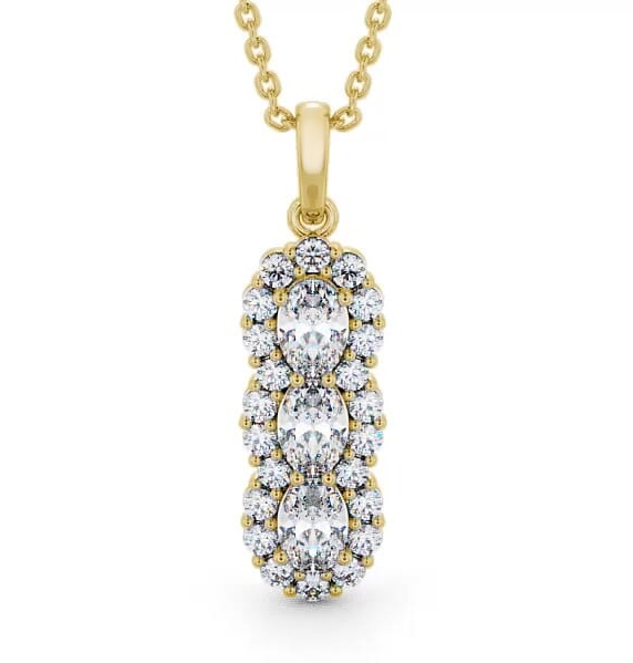 Drop Oval Diamond Treble Halo Pendant 18K Yellow Gold PNT48_YG_THUMB2 