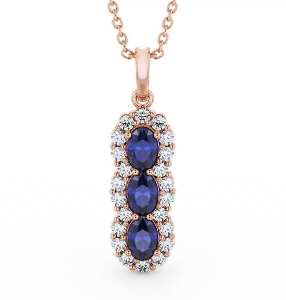 Drop Style Blue Sapphire and Diamond 2.46ct Pendant 9K Rose Gold PNT48GEM_RG_BS_THUMB1