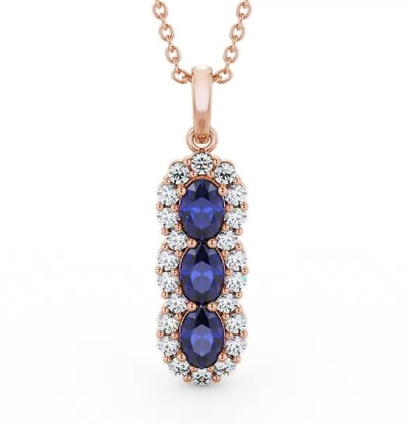 Drop Style Blue Sapphire and Diamond 2.46ct Pendant 18K Rose Gold PNT48GEM_RG_BS_THUMB2 