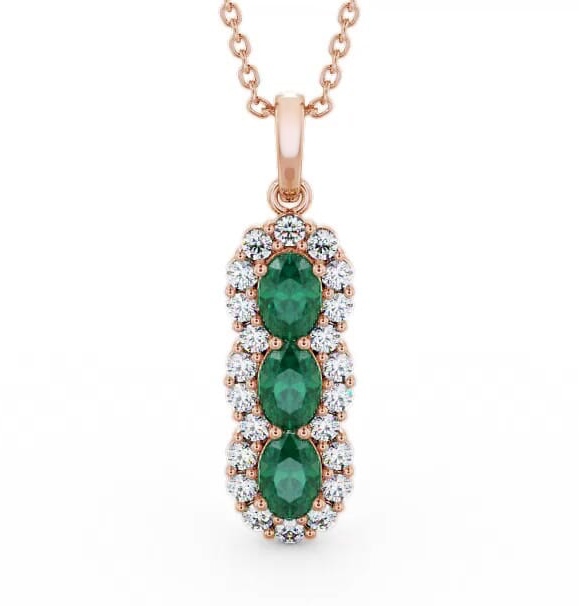 Drop Style Emerald and Diamond 2.22ct Pendant 9K Rose Gold PNT48GEM_RG_EM_THUMB1