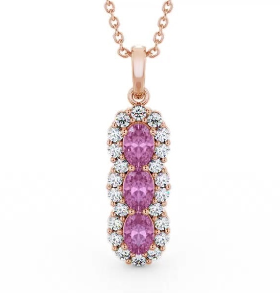 Drop Style Pink Sapphire and Diamond 2.46ct Pendant 9K Rose Gold PNT48GEM_RG_PS_THUMB1