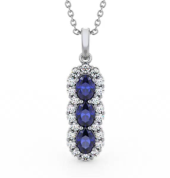 Drop Style Blue Sapphire and Diamond 2.46ct Pendant 18K White Gold PNT48GEM_WG_BS_THUMB2 