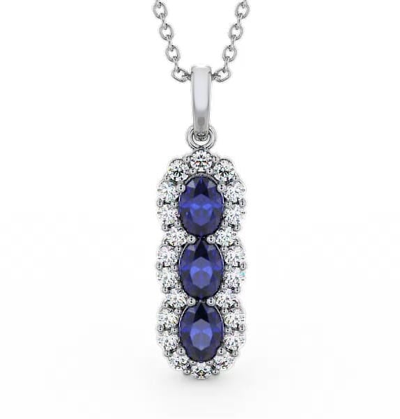 Drop Style Blue Sapphire and Diamond 2.46ct Pendant 18K White Gold PNT48GEM_WG_BS_THUMB1