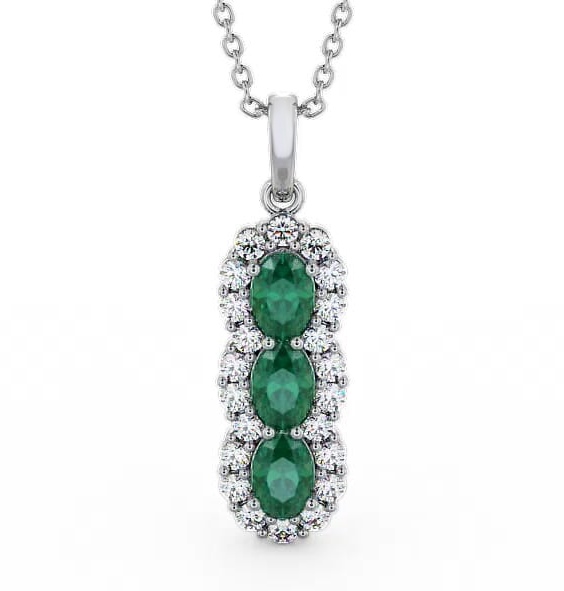 Drop Style Emerald and Diamond 2.22ct Pendant 9K White Gold PNT48GEM_WG_EM_THUMB1