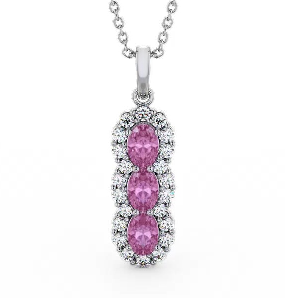 Drop Style Pink Sapphire and Diamond 2.46ct Pendant 9K White Gold PNT48GEM_WG_PS_THUMB1
