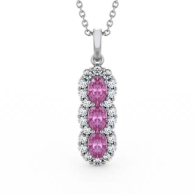 Drop Style Pink Sapphire and Diamond 2.46ct Pendant 18K White Gold - Jaquelin PNT48GEM_WG_PS_NECK