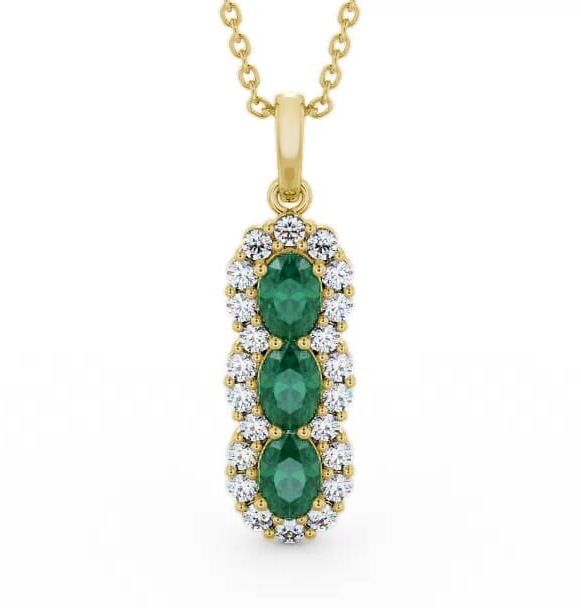 Drop Style Emerald and Diamond 2.22ct Pendant 9K Yellow Gold PNT48GEM_YG_EM_THUMB1