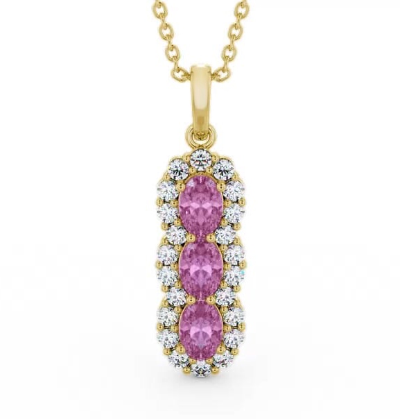 Drop Style Pink Sapphire and Diamond 2.46ct Pendant 9K Yellow Gold PNT48GEM_YG_PS_THUMB1