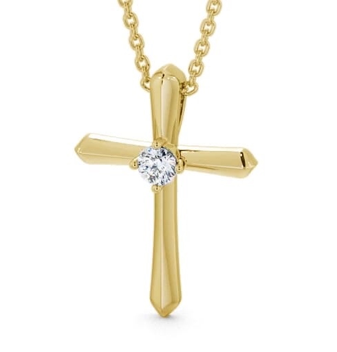 Cross Round Diamond Pendant 9K Yellow Gold PNT49_YG_THUMB1