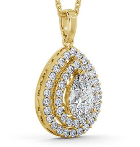 Halo Pear Diamond Cluster Pendant 18K Yellow Gold PNT4_YG_THUMB1 