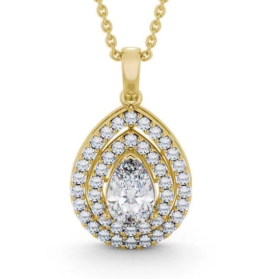 Halo Pear Diamond Cluster Pendant 18K Yellow Gold PNT4_YG_THUMB2 