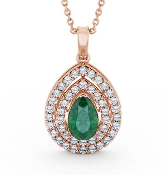 Halo Emerald and Diamond 1.24ct Pendant 18K Rose Gold PNT4GEM_RG_EM_THUMB2 