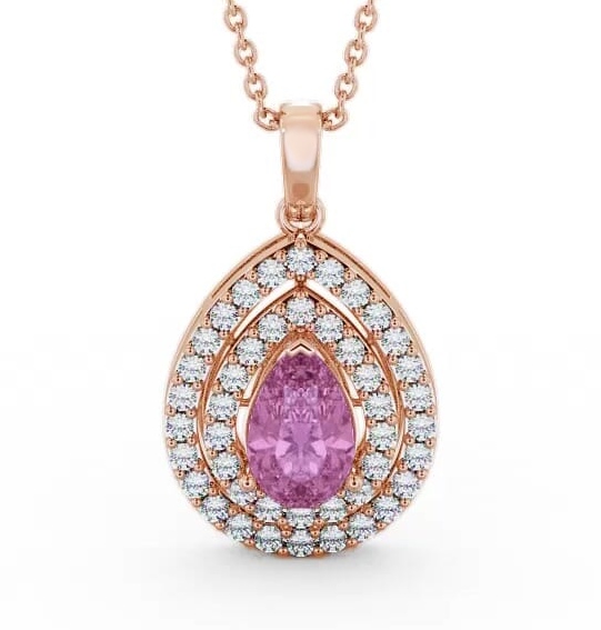 Halo Pink Sapphire and Diamond 1.44ct Pendant 9K Rose Gold PNT4GEM_RG_PS_THUMB1