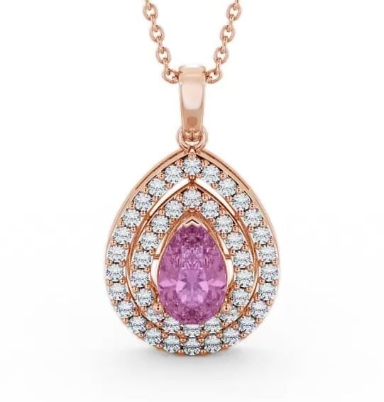 Halo Pink Sapphire and Diamond 1.44ct Pendant 18K Rose Gold PNT4GEM_RG_PS_THUMB2 