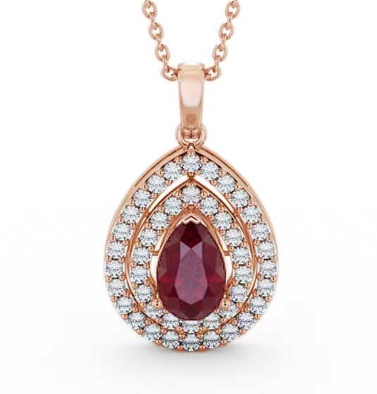 Halo Ruby and Diamond 1.44ct Pendant 18K Rose Gold PNT4GEM_RG_RU_THUMB2 