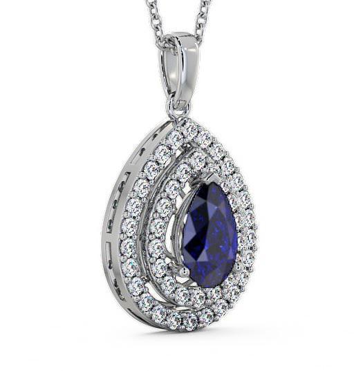 Halo Blue Sapphire and Diamond 1.44ct Pendant 9K White Gold PNT4GEM_WG_BS_THUMB1 