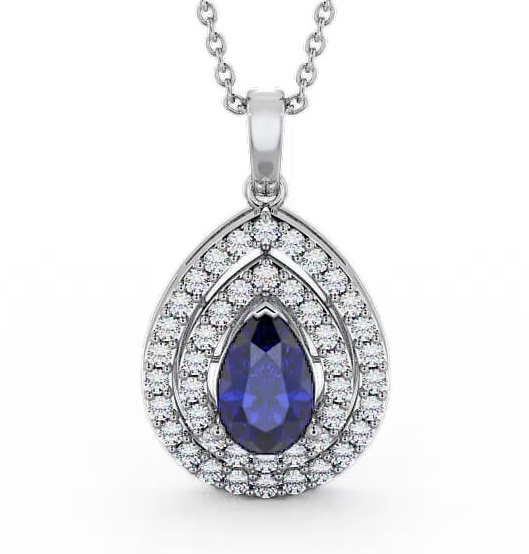 Halo Blue Sapphire and Diamond 1.44ct Pendant 9K White Gold PNT4GEM_WG_BS_THUMB2 