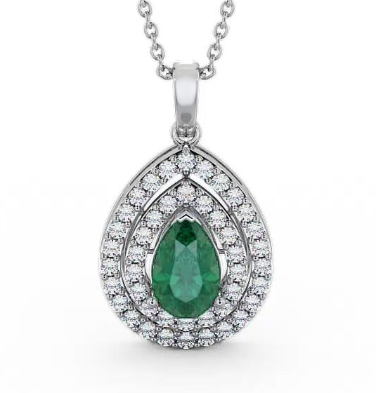 Halo Emerald and Diamond 1.24ct Pendant 9K White Gold PNT4GEM_WG_EM_THUMB1