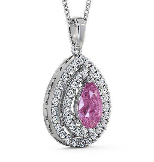 Halo Pink Sapphire and Diamond 1.44ct Pendant 18K White Gold PNT4GEM_WG_PS_THUMB1 