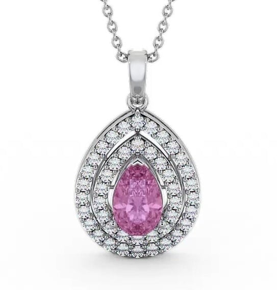 Halo Pink Sapphire and Diamond 1.44ct Pendant 9K White Gold PNT4GEM_WG_PS_THUMB1