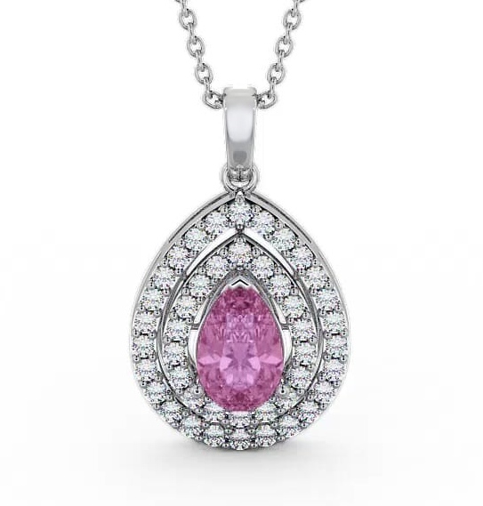 Halo Pink Sapphire and Diamond 1.44ct Pendant 9K White Gold PNT4GEM_WG_PS_THUMB2 